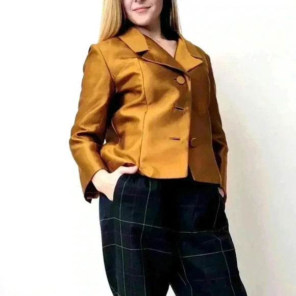Vintage 60's Gino Rossi Gold Cropped Blazer Jacket - Picture 3 of 5